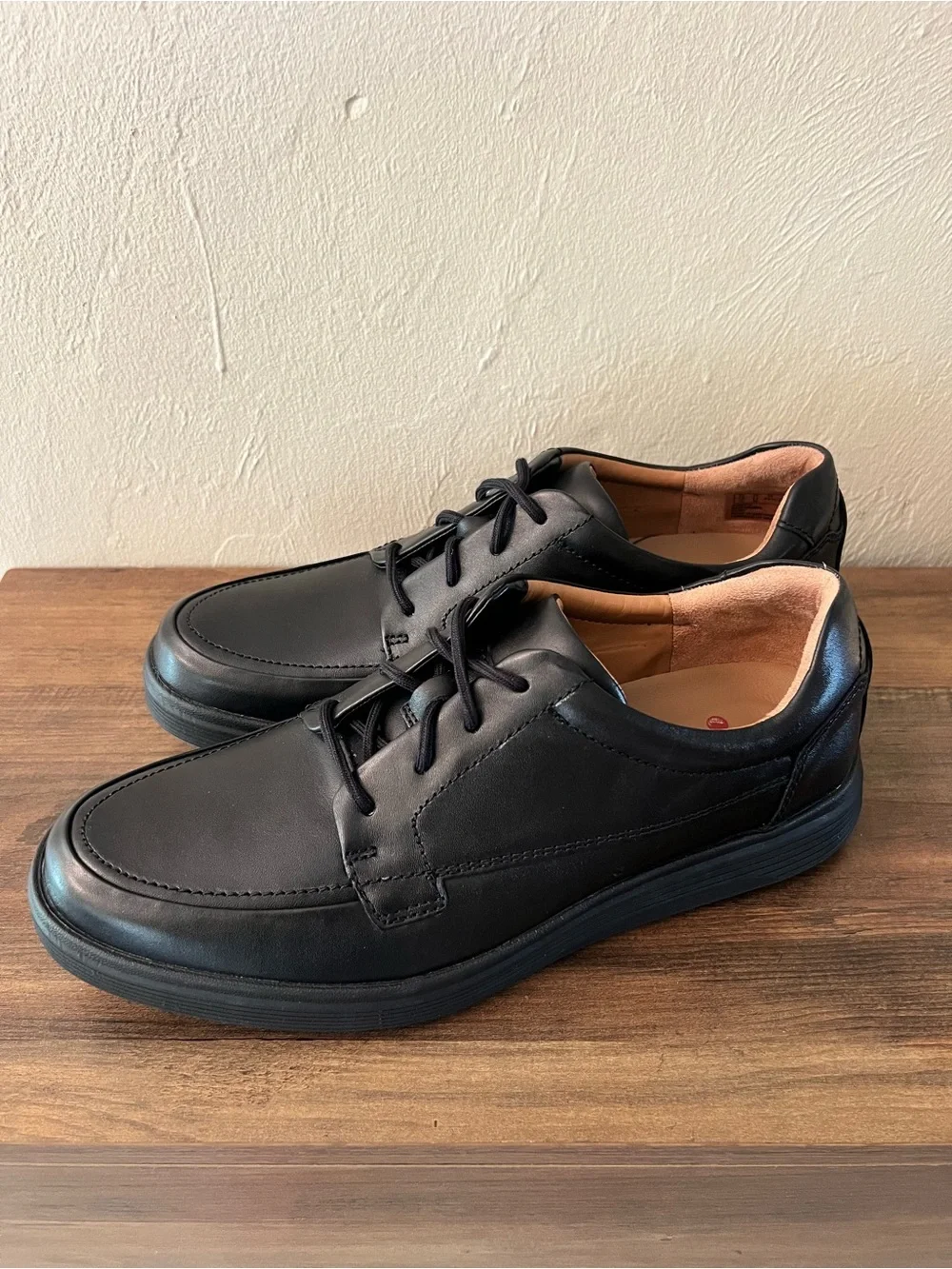 Clarks NWOB Unstructured black moc toe Oxfords US Mens Sz 11 M